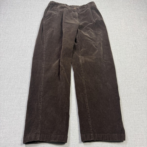 L.L. Bean Pants - L.L. Bean Pants Womens 8 Petites Brown Corduroy Dress Pants Pleated Straight